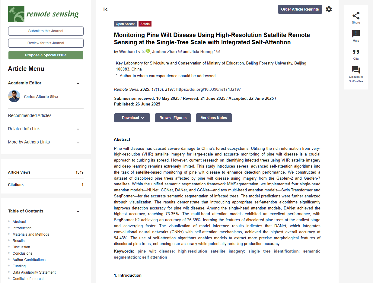 Monitoring Pine Wilt Disease Using High-Resolution Satellite Remote Sensing at the Single-Tree Scale with Integrated Self-Attention